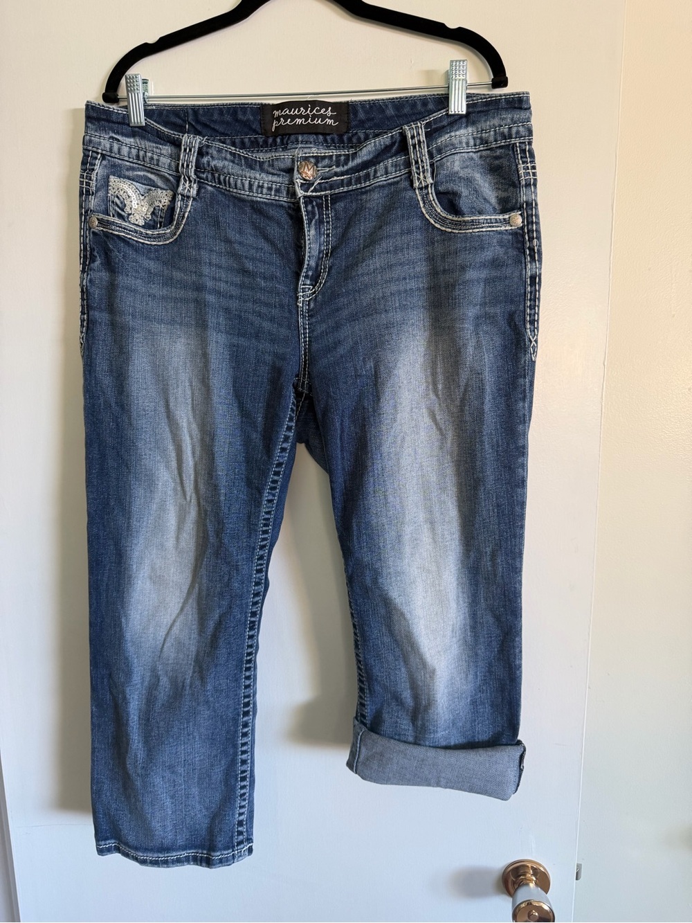 Maurices Dark Blue Cropped Jeans with Folded Hem